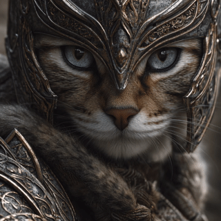 Blåøjet kat i rustning